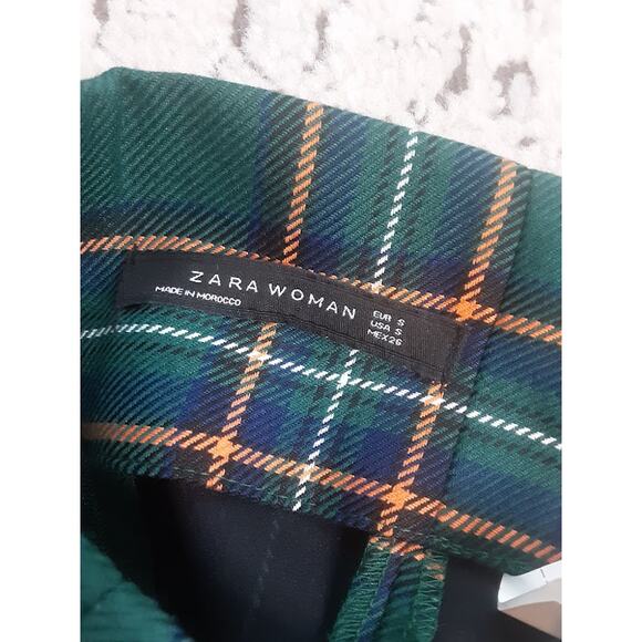 Zara Woman Green Plaid Tartan Skirt Women’s Small Size S - Picture 3 of 3